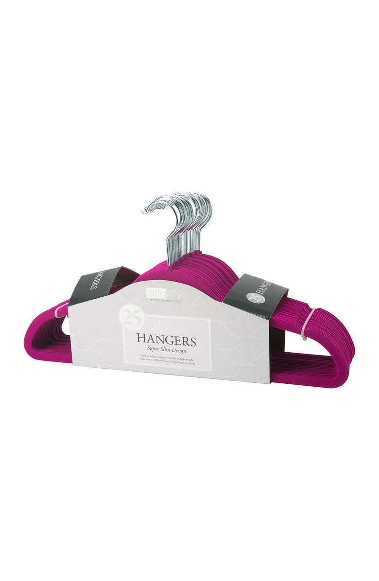 KENNEDY INTERNATIONAL Fuchsia Simplify Slim Velvet Suit Hanger - Set of 25, Alternate, color, 