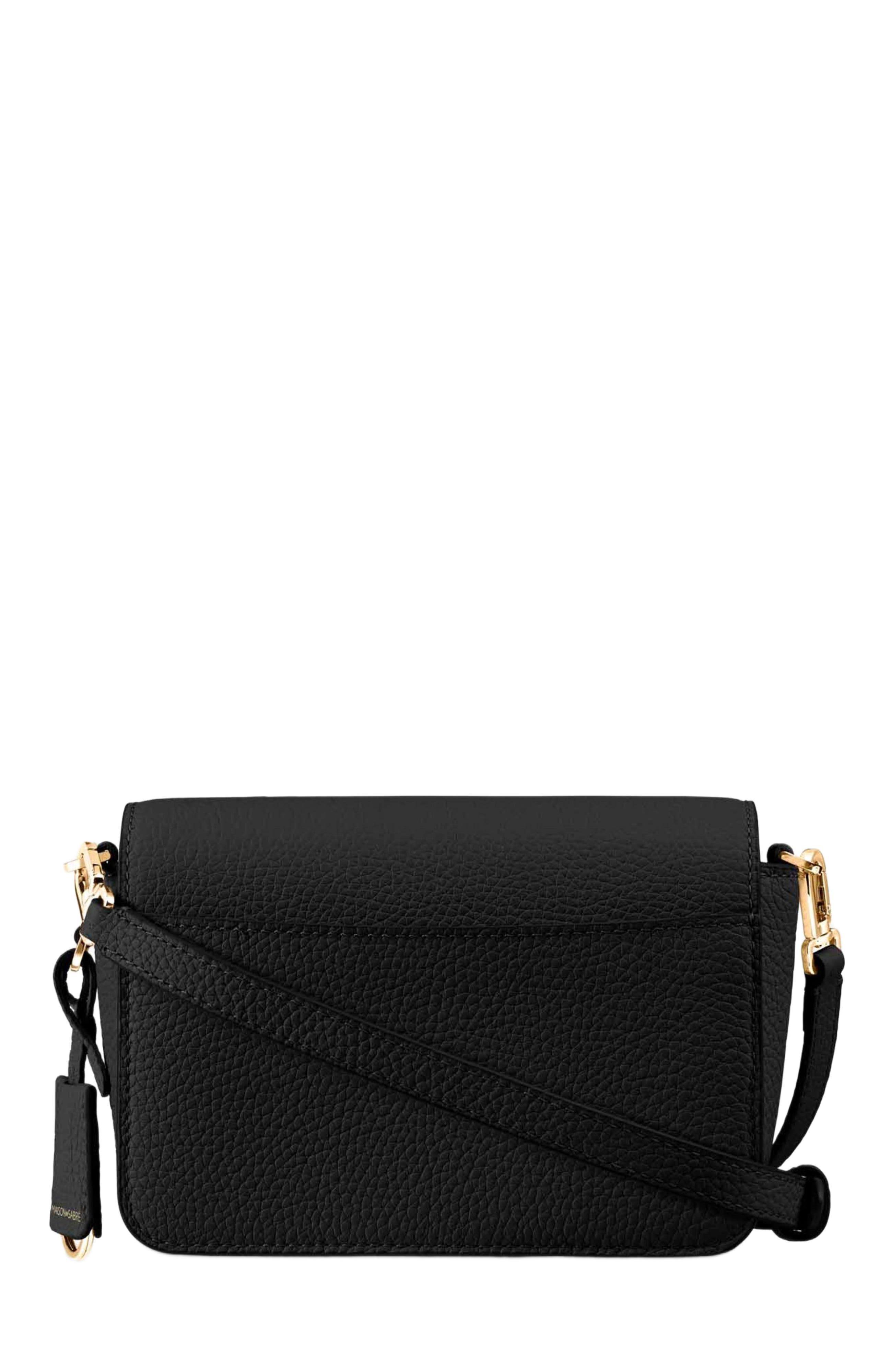MAISON de SABRÉ Mini Leather Flap Bag, Alternate, color, Black Caviar