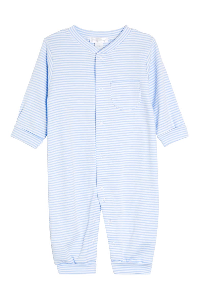 Stripe Pima Cotton Footie, Main, color, LIGHT BLUE