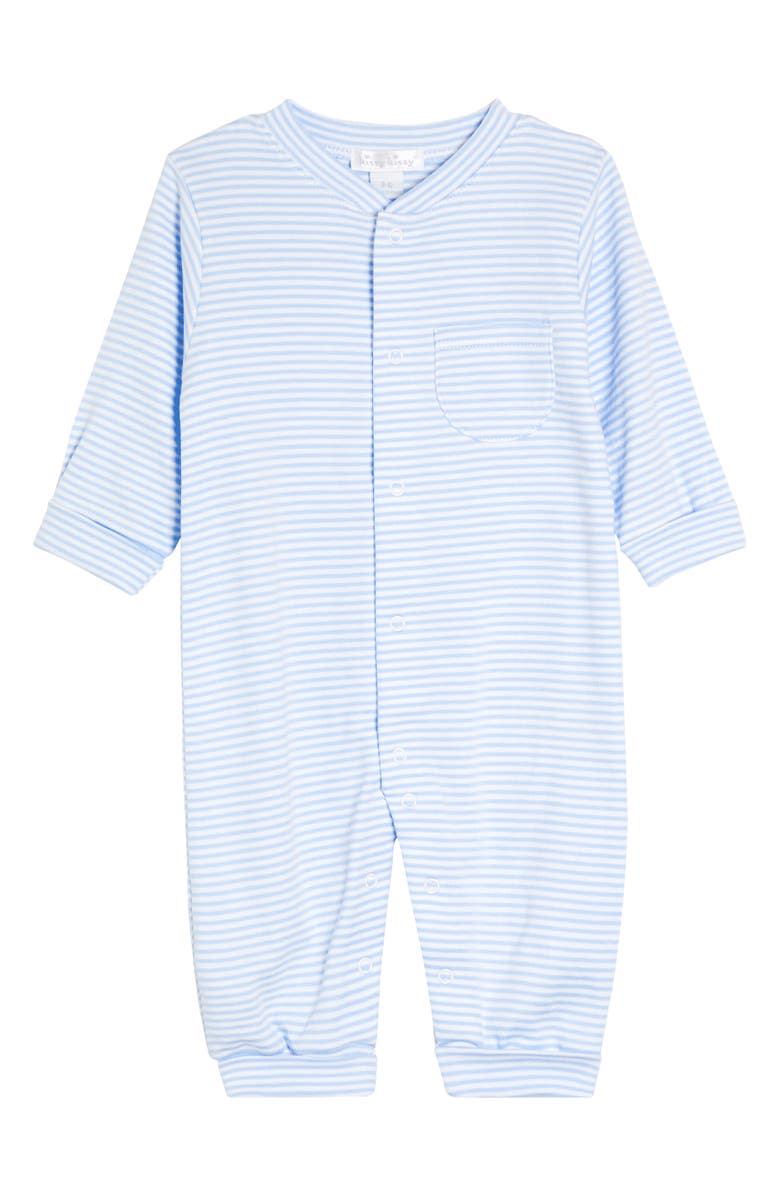 Kissy Kissy Stripe Pima Cotton Footie, Main, color, Light Blue