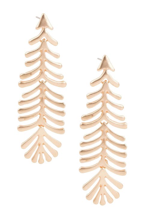 Feather Linear Drop Earrings