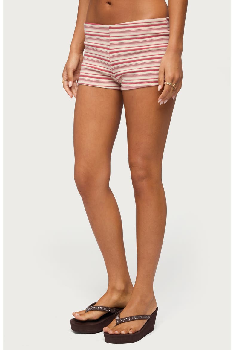 Noelia Stripe Stretch Cotton Micro Shorts, Alternate, color, PINK