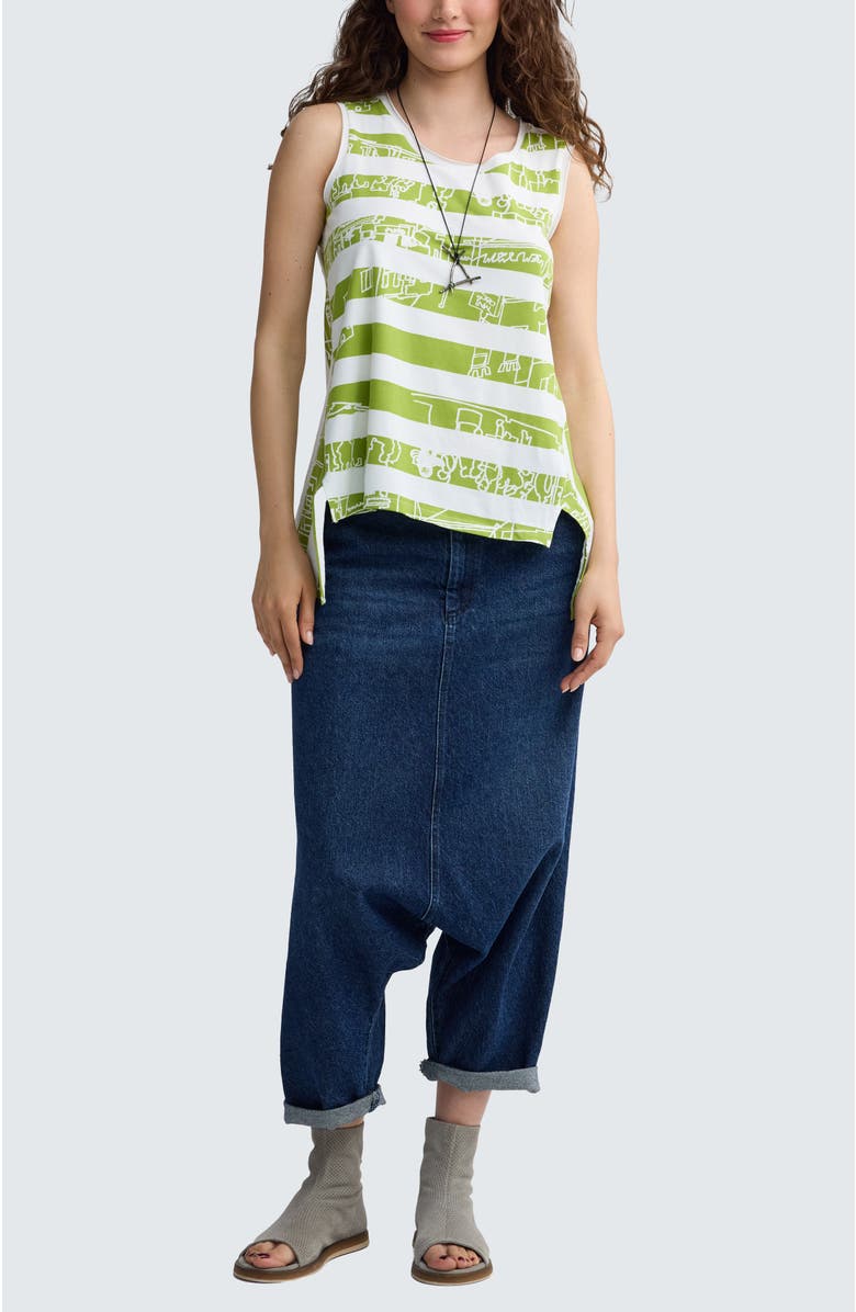 LUUKAA Ondine Striped High-Low Top, Alternate, color, Lime