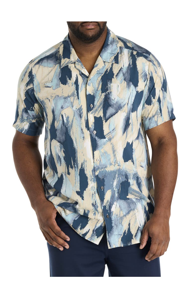 Perry Ellis Big & Tall Abstract Print Sport Shirt, Main, color, Blue Mirage