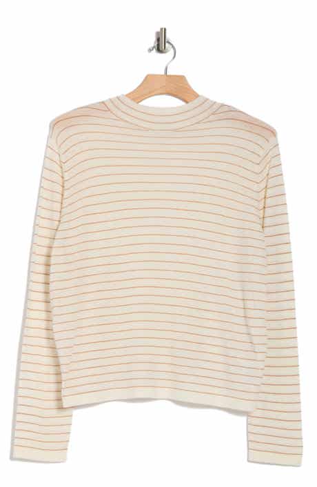 Vince Stripe Mock Neck Wool Blend Sweater