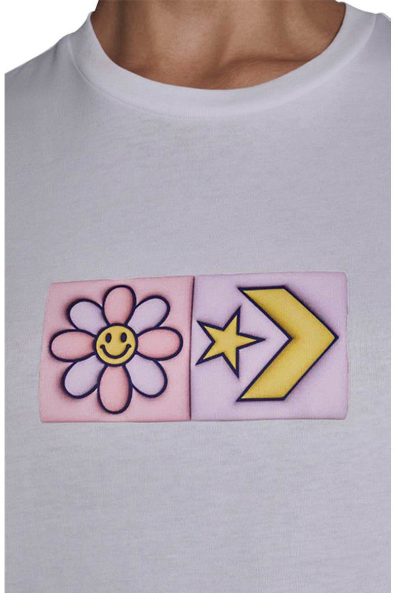 Flower Grid T-Shirt, Alternate, color, WHITE 10A