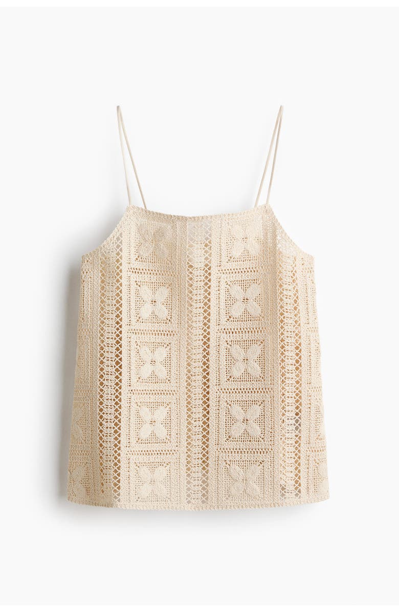 H&M Silk-blend Crochet-look Top, Main, color, Light Beige
