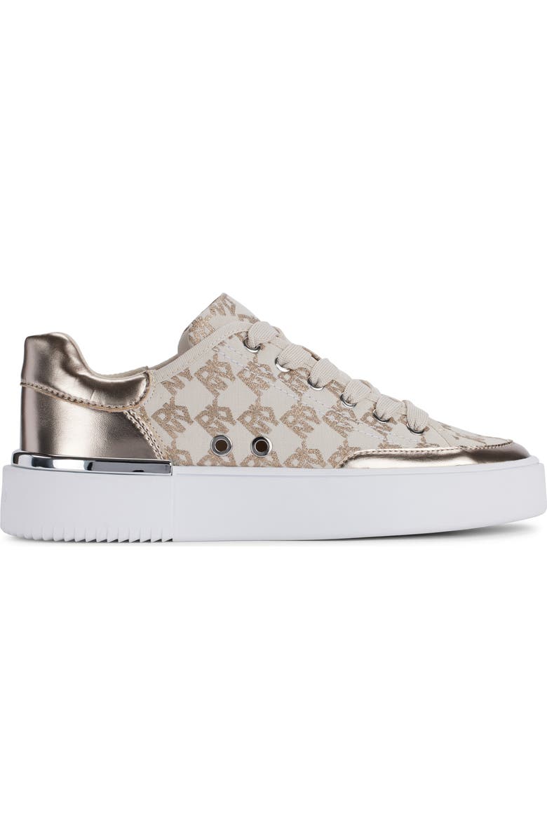 DKNY Bradley Metallic Logo Platform Sneaker, Alternate, color, Bone