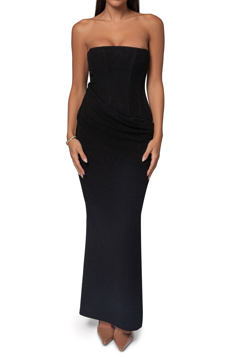 JLUXLABEL Journey Strapless Cotton & Linen Maxi Dress, Main, color,