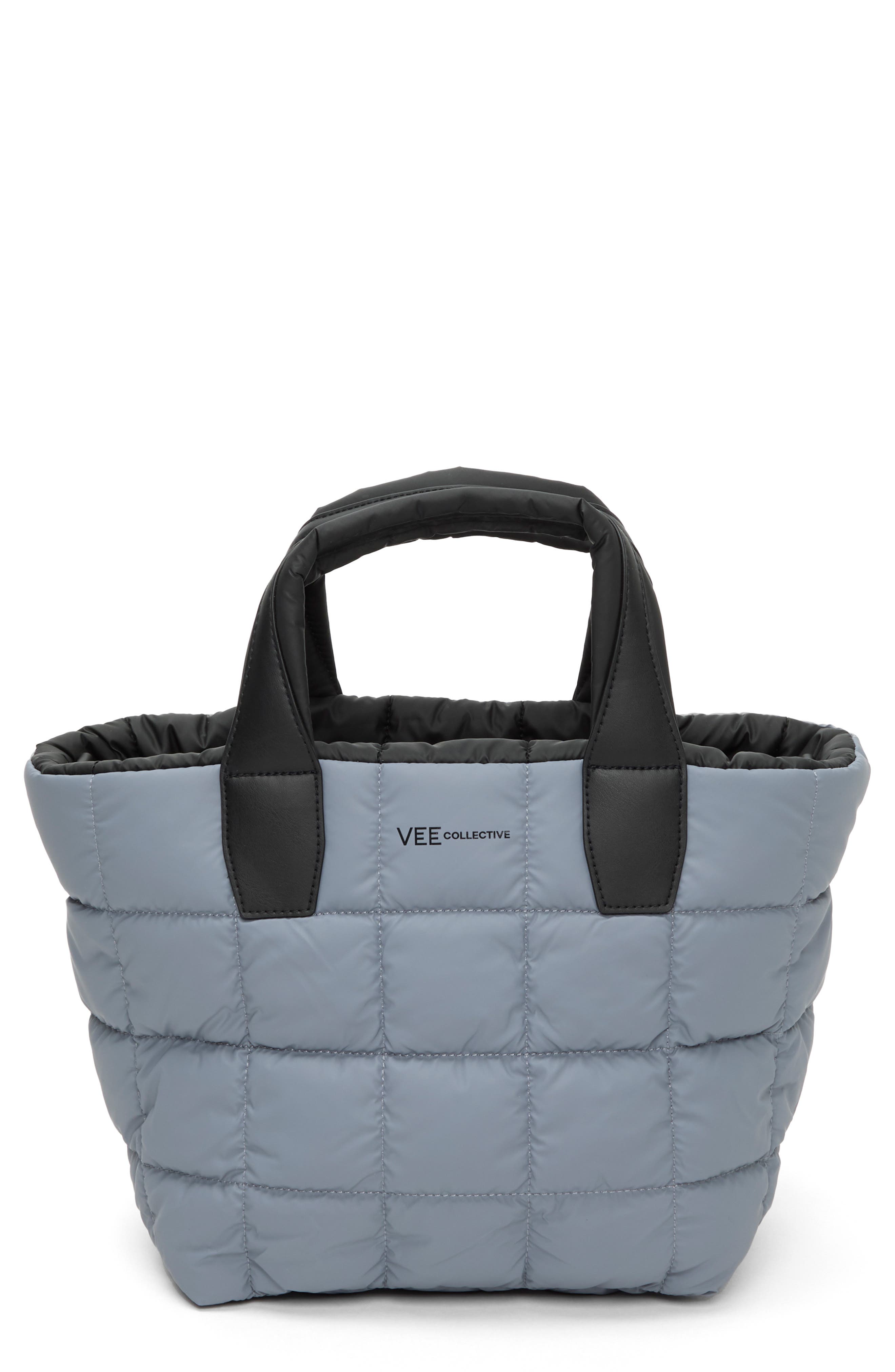 VeeCollective Small Porter Water Repellent Quilted Tote, Main, color, Slate Grey Gry