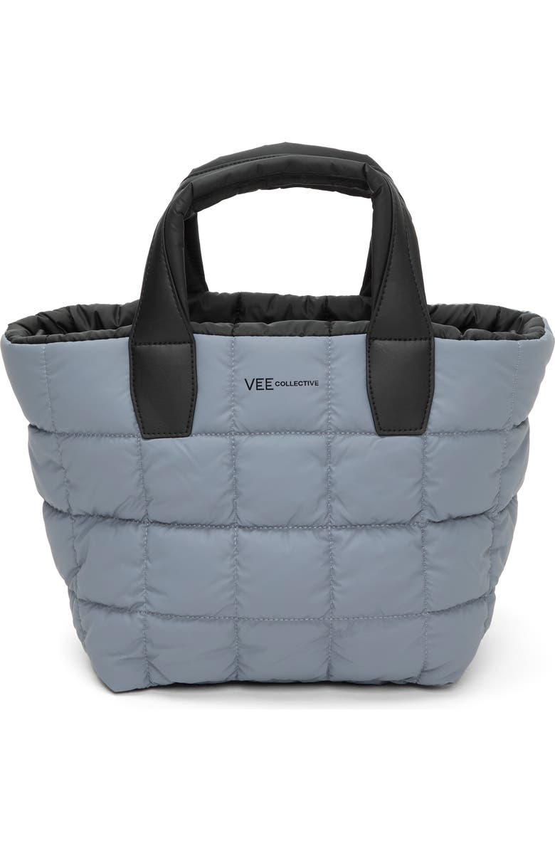 VeeCollective Small Porter Water Repellent Quilted Tote, Main, color, Slate Grey Gry