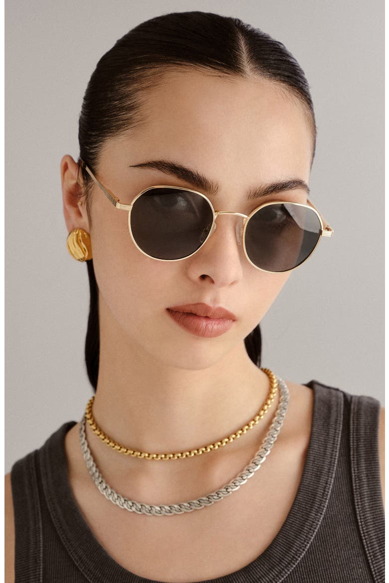 Odyssey 51mm Round Sunglasses, Alternate, color, GOLD/ KHAKI MONO POL