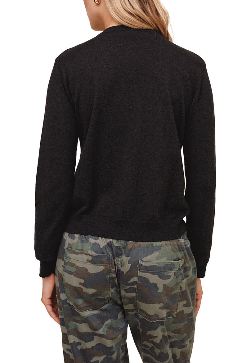 Crewneck Cotton & Cashmere Cardigan, Alternate, color, VINTAGE BLACK