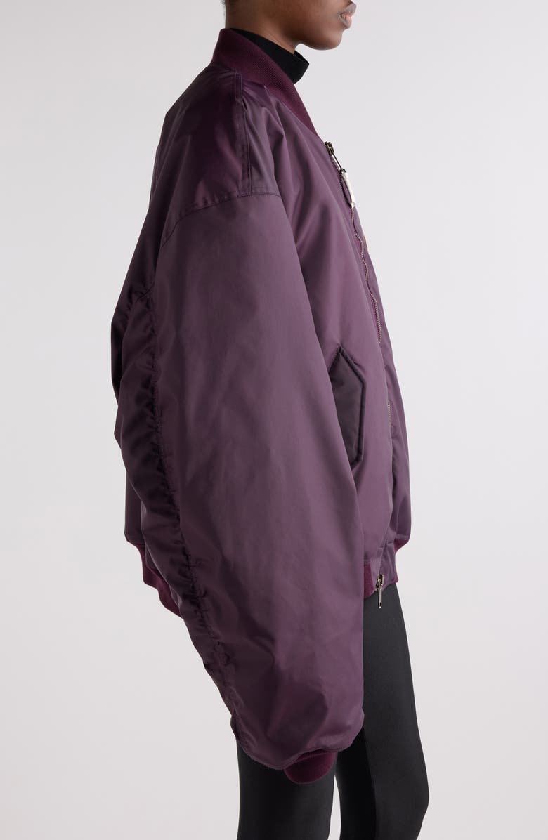 Logo Patch Oversize Nylon Bomber Jacket