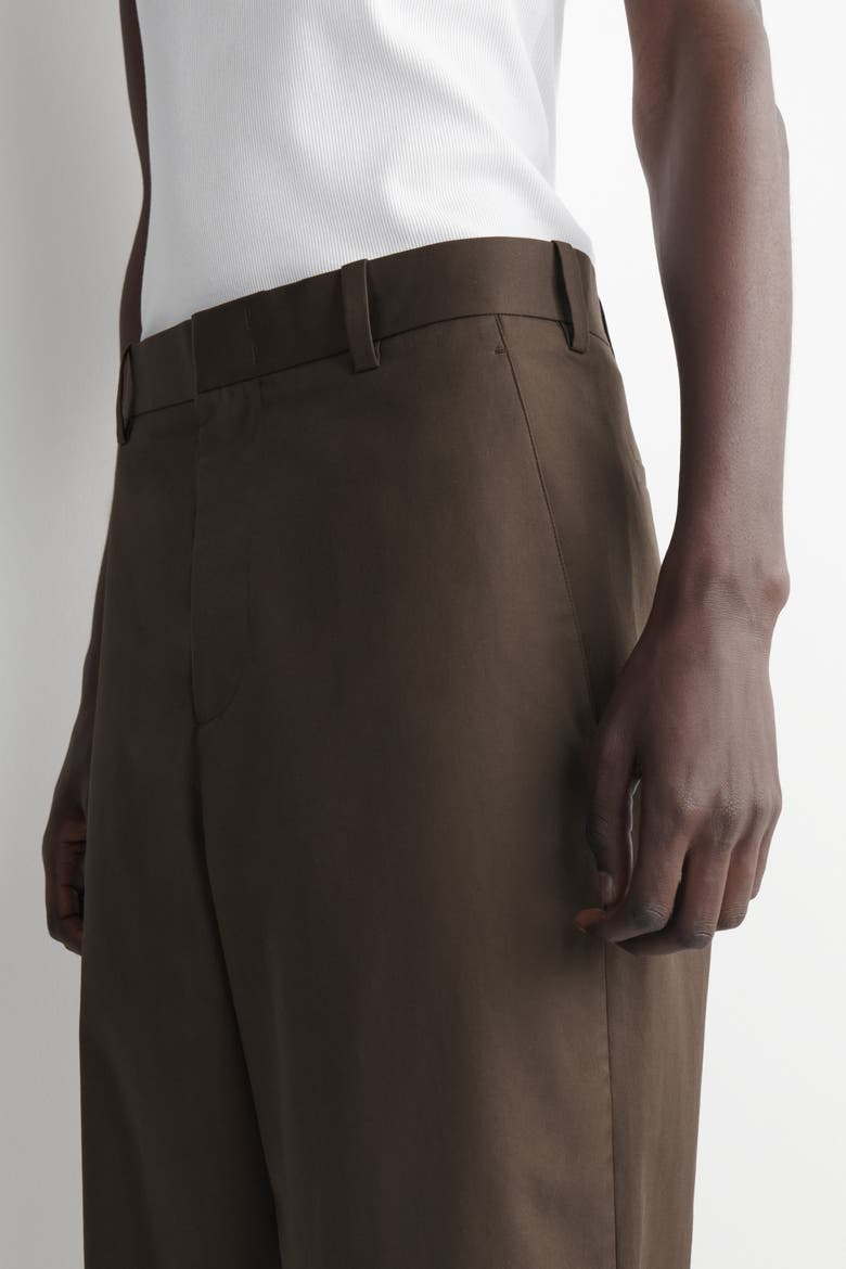 Cotton Relaxed-Fit Wide-Leg Pants, Alternate, color, DARK BROWN