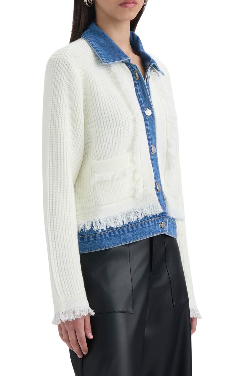 NVLT Denim Collar Cardigan, Alternate, color, Marshmallow