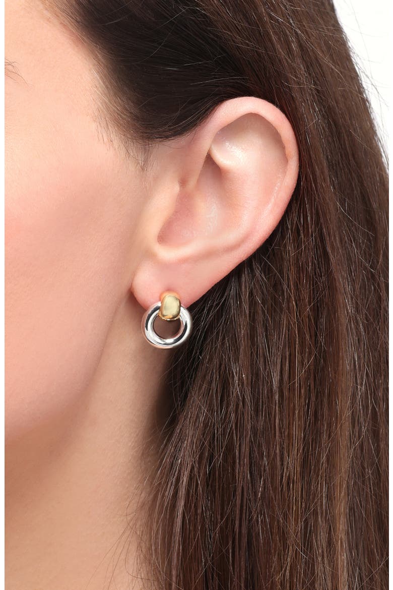 Faye Mini Puffy Door Knocker Earrings, Alternate, color, TWO-TONE