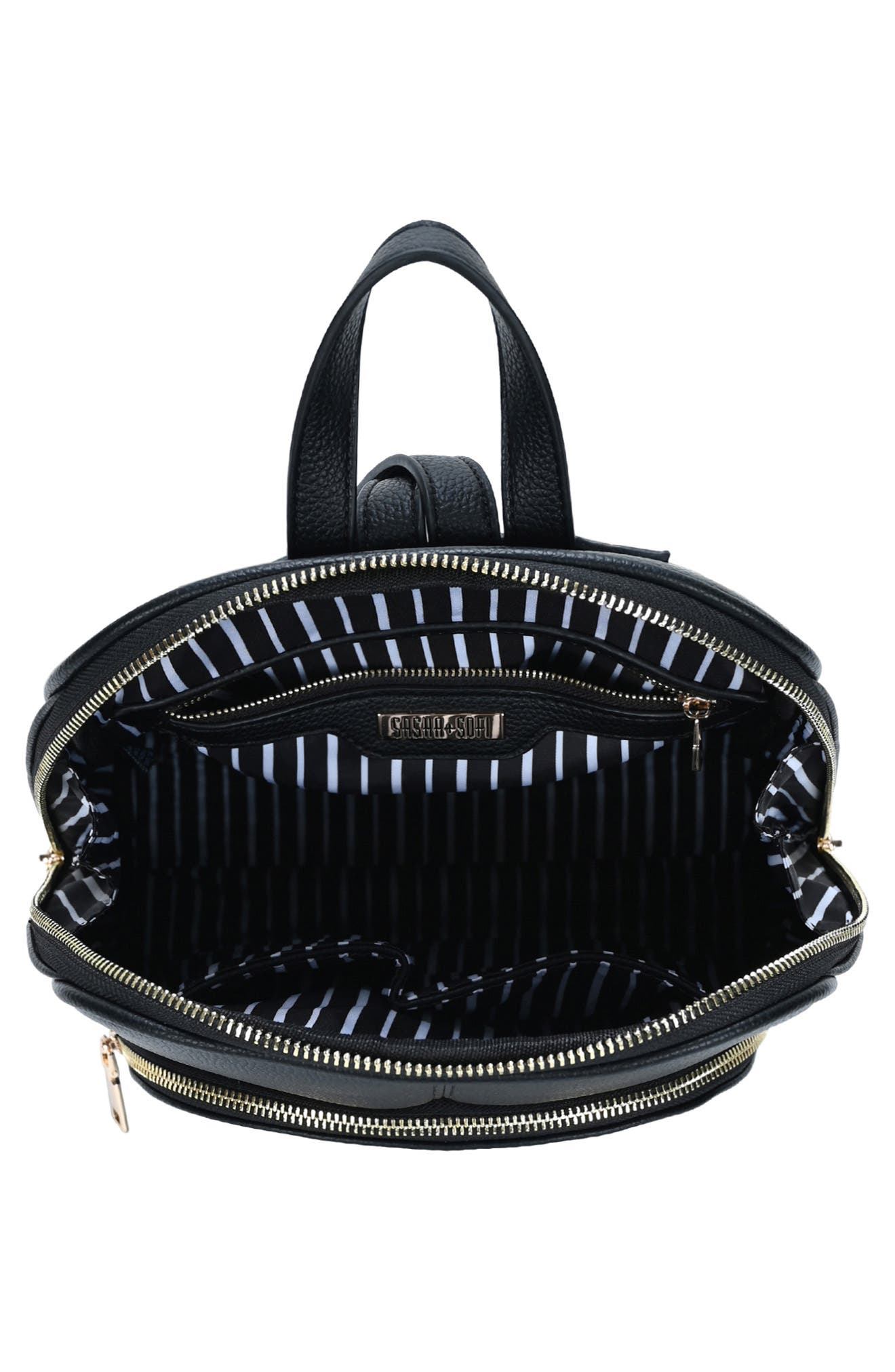Faux Leather Zip Front Backpack, Alternate, color, BLACK