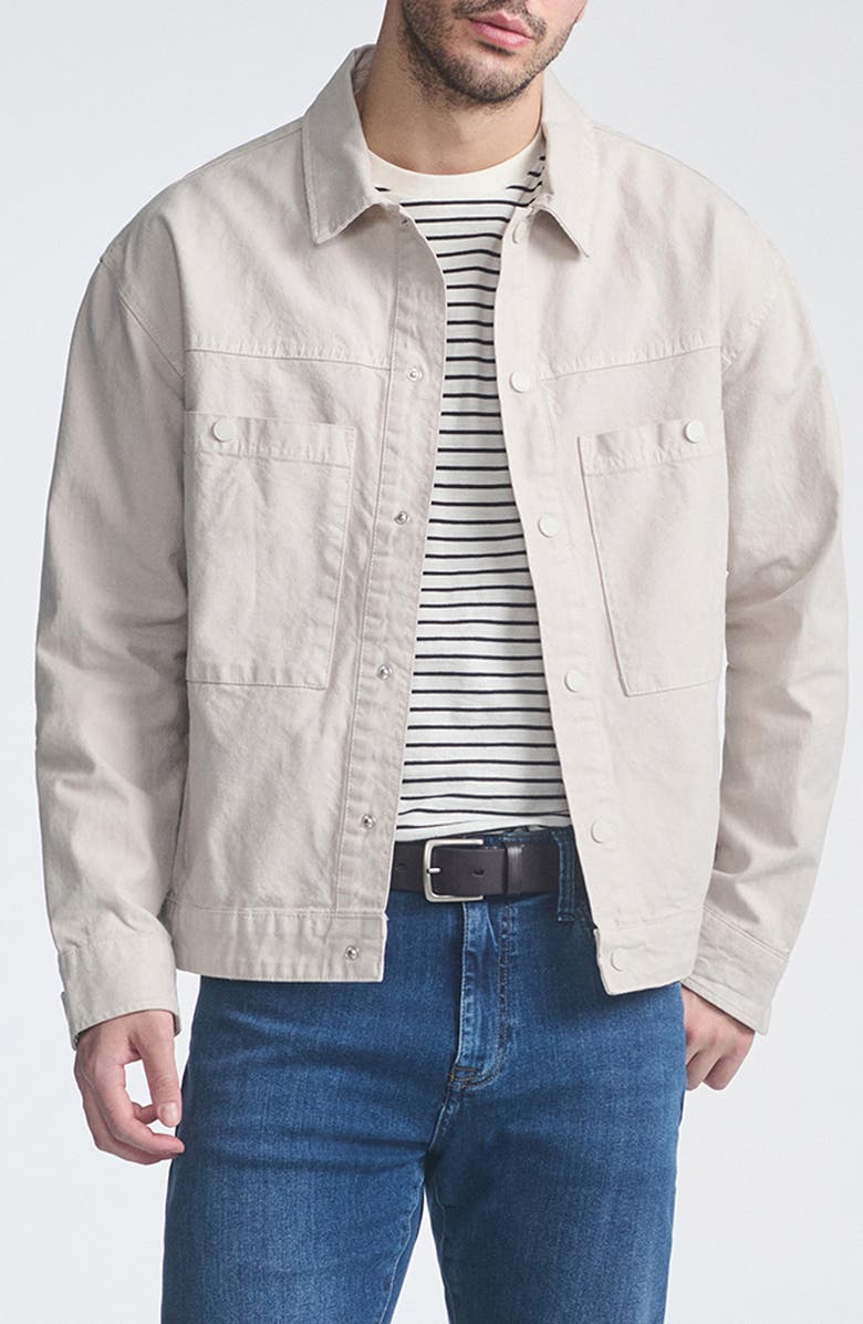 Mavi Jeans Oversize Cotton Herringbone Snap-Up Jacket, Main, color, 