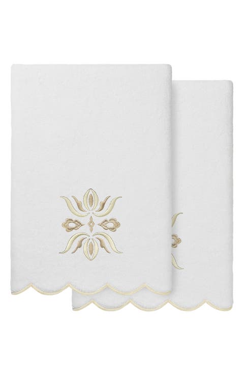Flower Crest Scallop 2-Piece Bath Towel Set