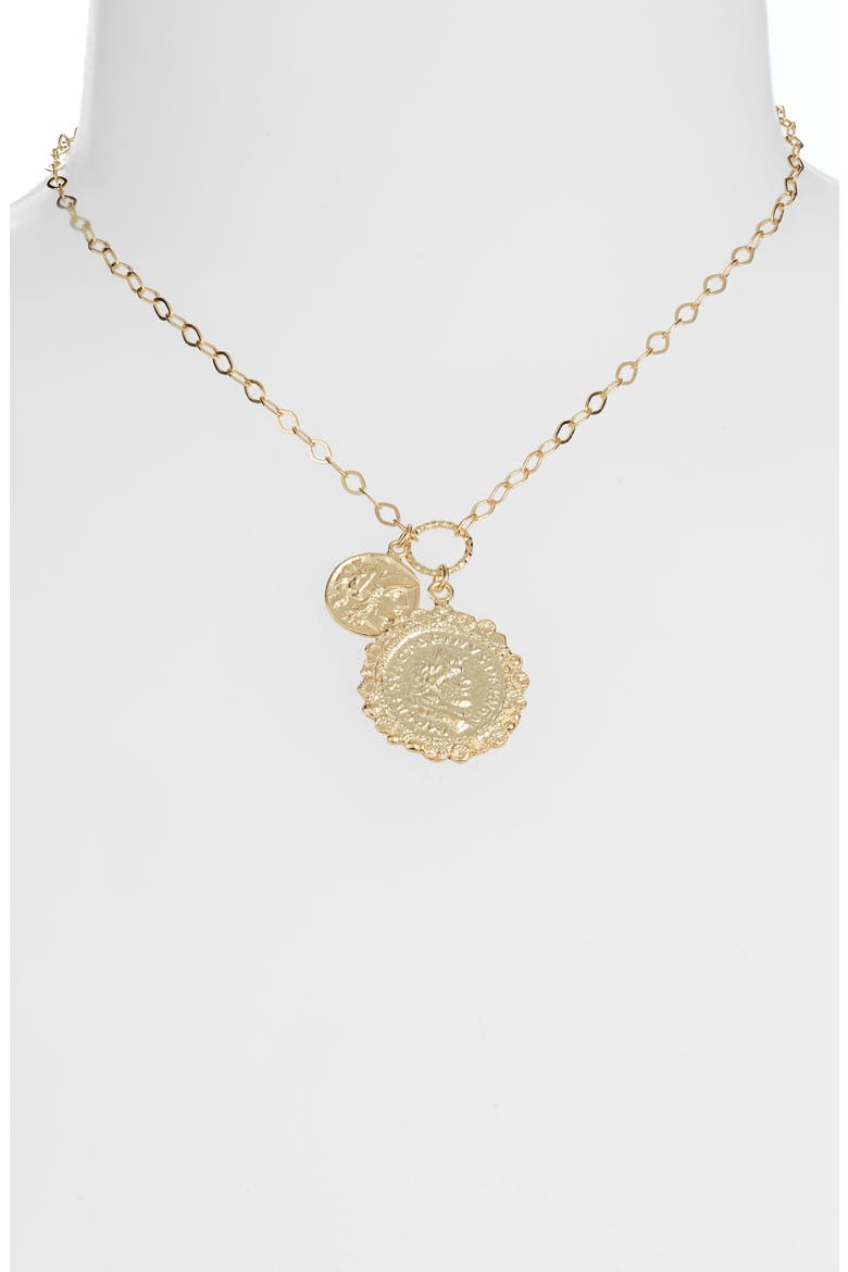 Double Coin Necklace, Alternate, color, GOLD