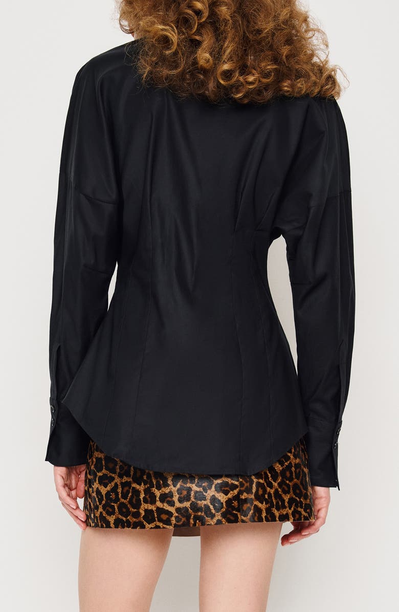 Reformation Vanta Stretch Poplin Button-Up Shirt, Alternate, color, Black