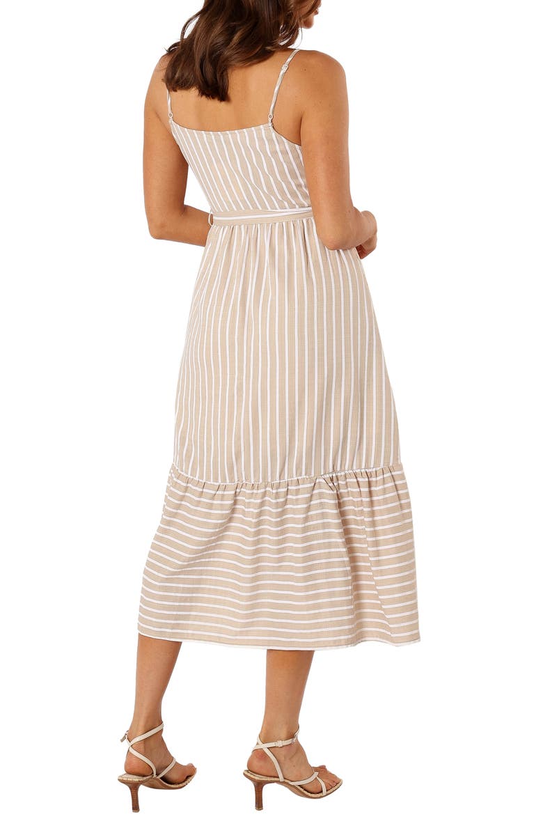 Petal & Pup Odette Stripe Midi Dress, Alternate, color, Beige Stripe