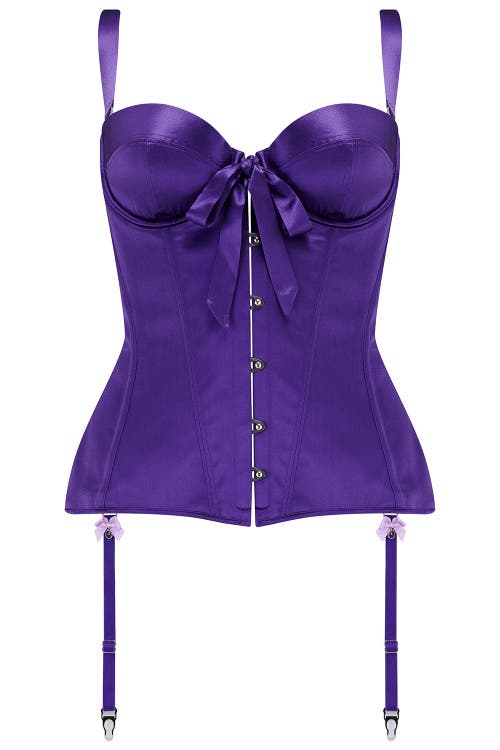 Scarlett Gasque Hibiscus Silk Corset In Purple