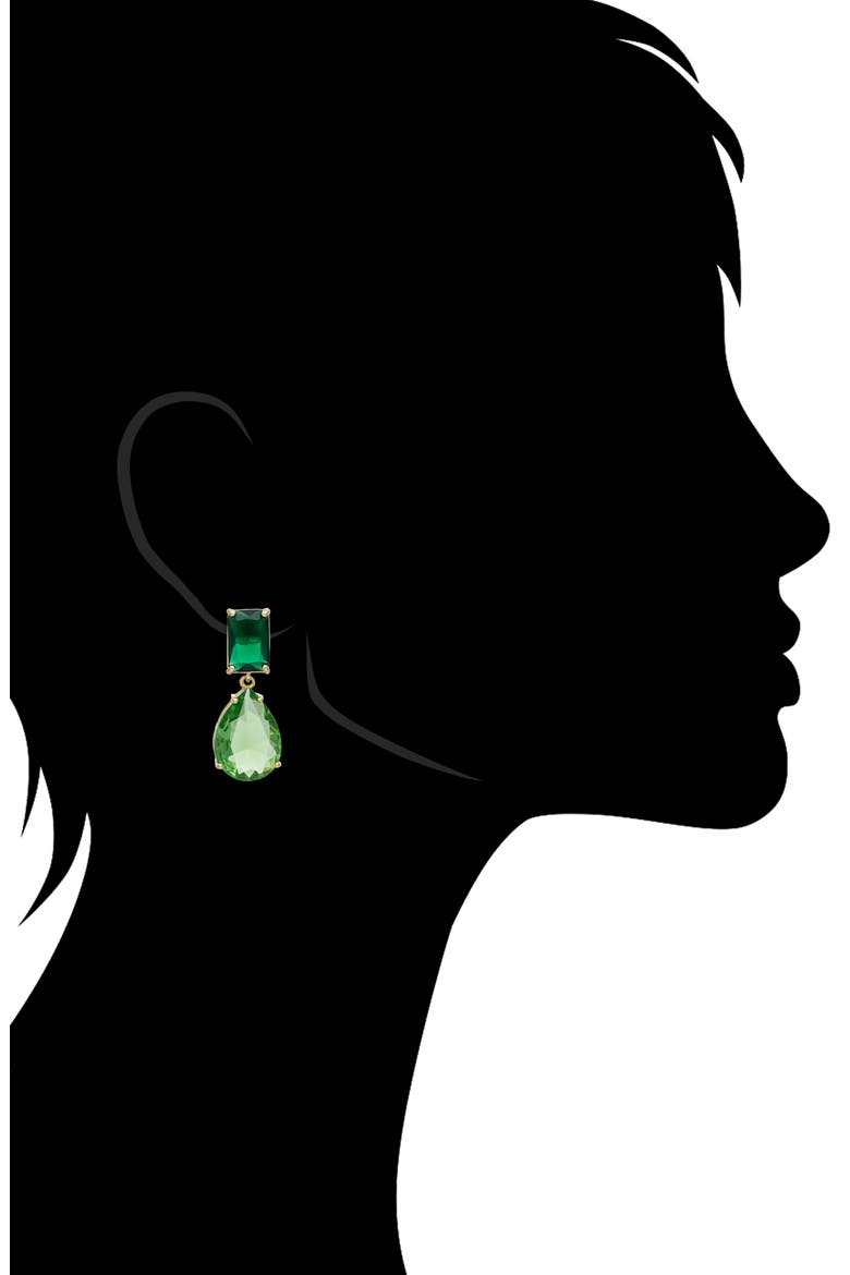 Cubic Zirconia Drop Earrings, Alternate, color, EMERALD