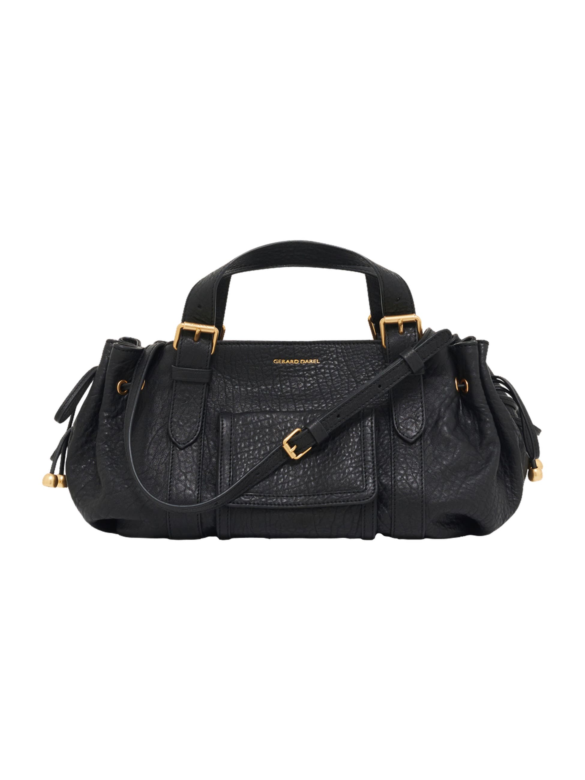 18h Top Handle Leather Shoulder Bag, Main, color, Black