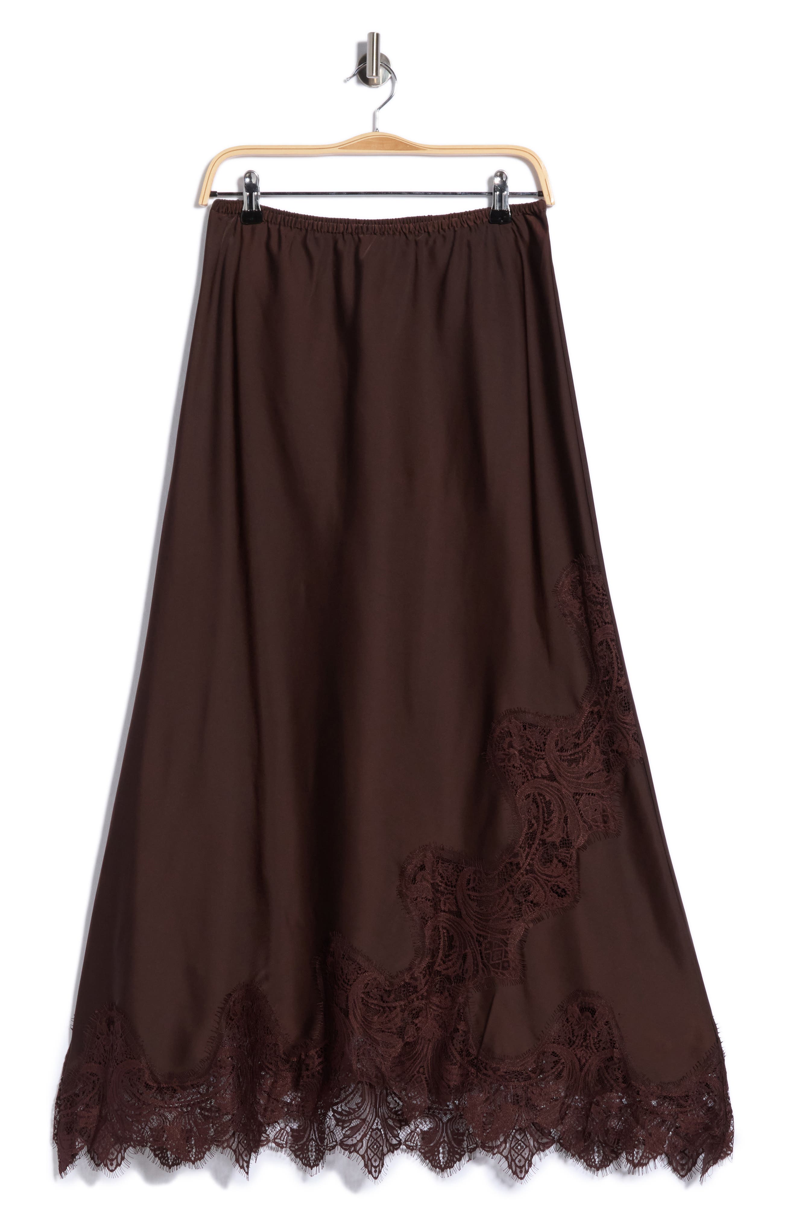 Satin Lace Maxi Skirt