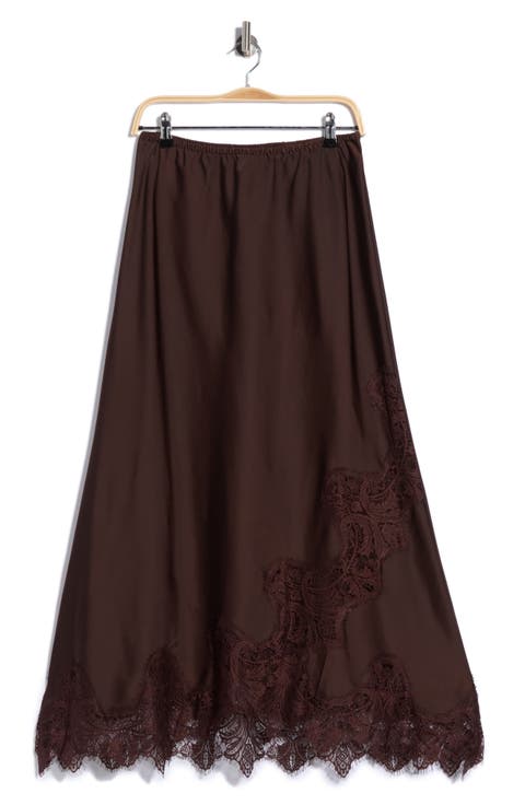 Satin Lace Maxi Skirt