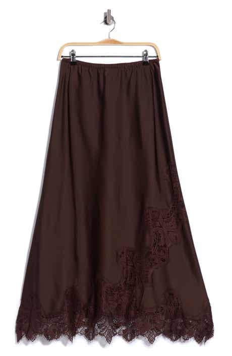 Satin Lace Maxi Skirt
