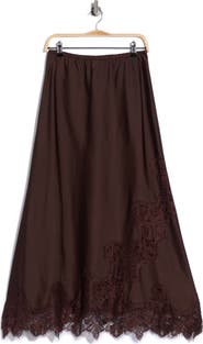 MAX STUDIO Satin Lace Maxi Skirt