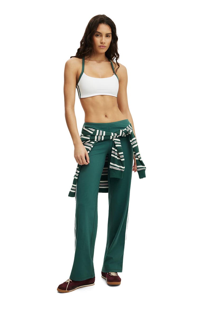 Women's Active Ultra Soft Contrast T Bar Crop, Alternate, color, White Bistro Green
