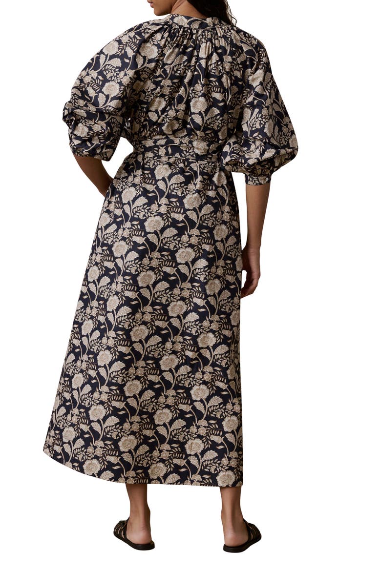 Kaia Coastal Floral Print Poplin Midi Dress, Alternate, color, AVIGNON FLORAL PRINT