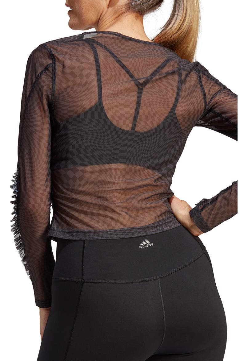 Print Clash Long Sleeve Yoga Shirt, Alternate, color, BLACK