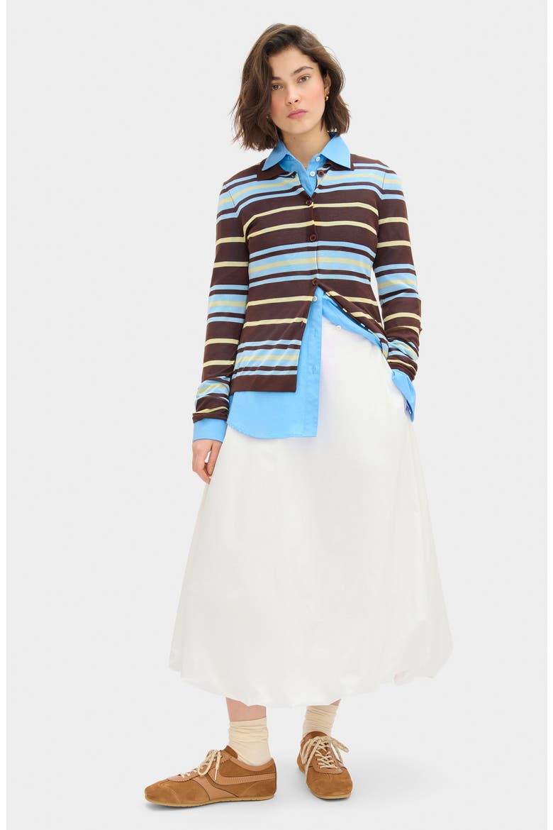 Sue Ellen Stripe Button-Up Top, Alternate, color, BROWN STRIPE