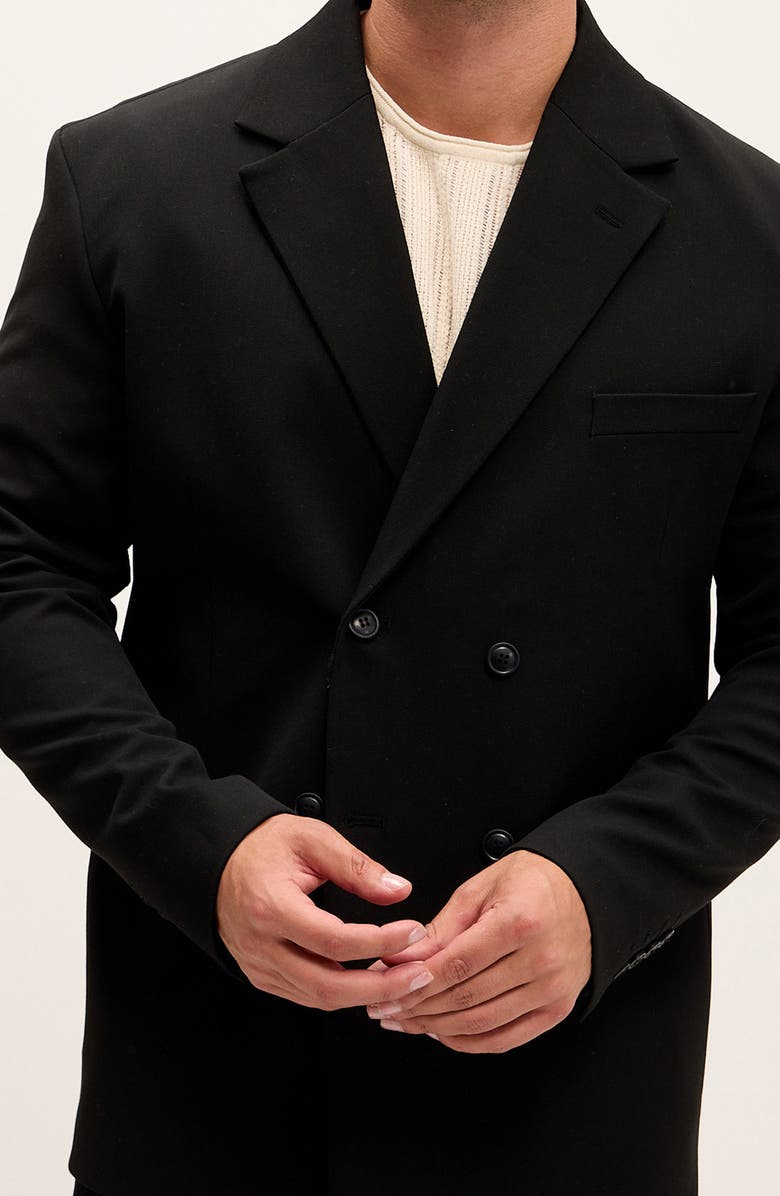 RON TOMSON Super Relaxed Double Breasted Tuxedo Jacket, Alternate, color, Black