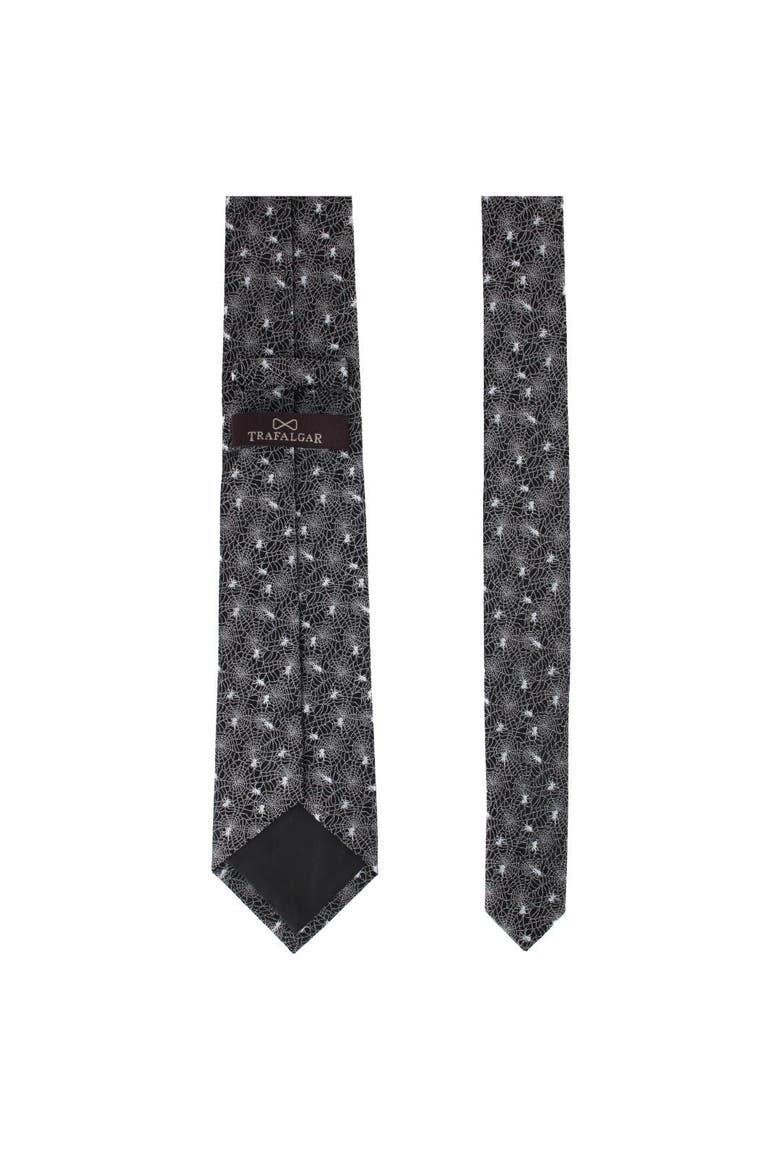 Venom Spider Web Motif Novelty Silk Necktie, Alternate, color, Black