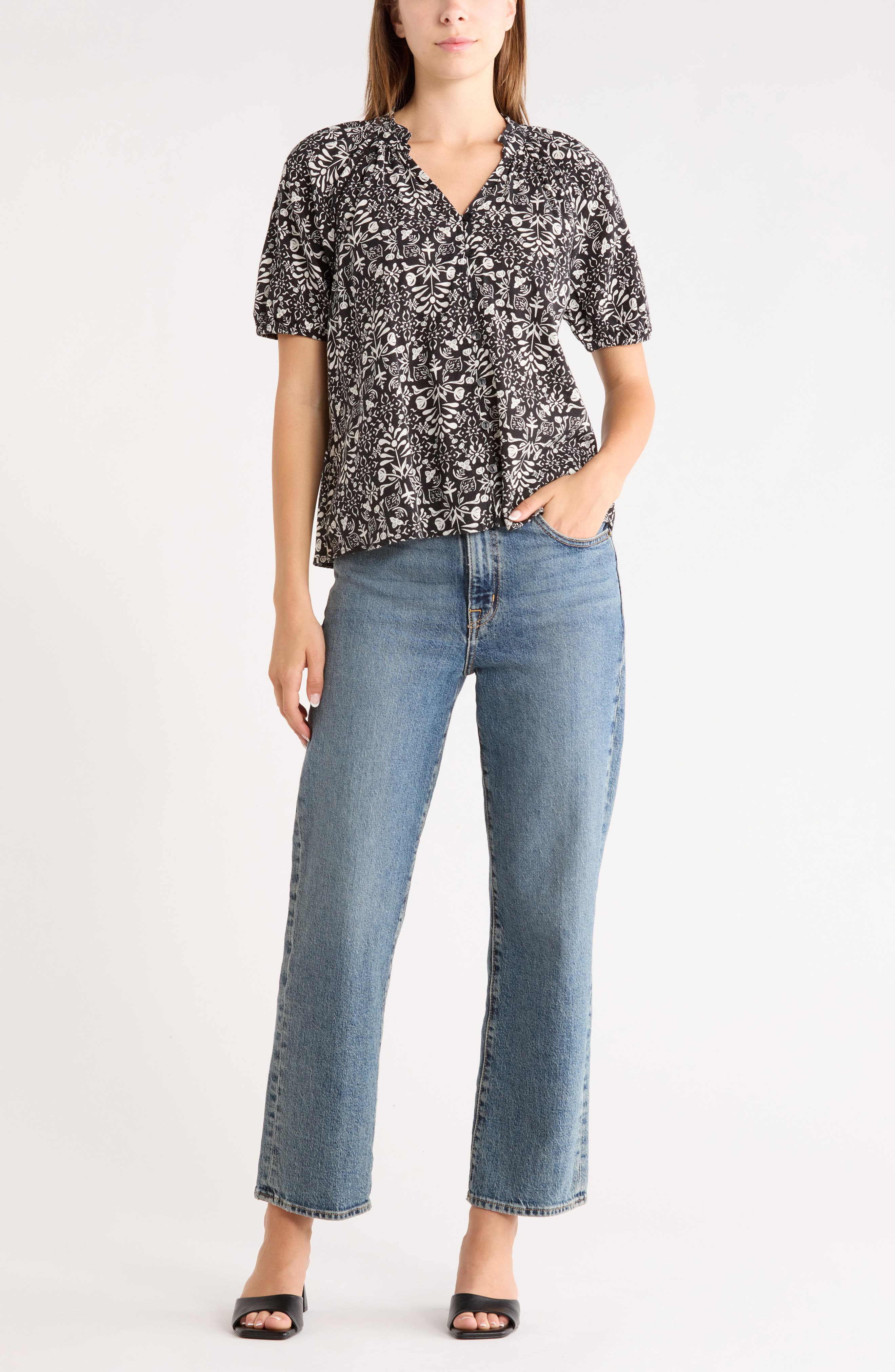 Melrose and Market Relaxed Button Front Shirt