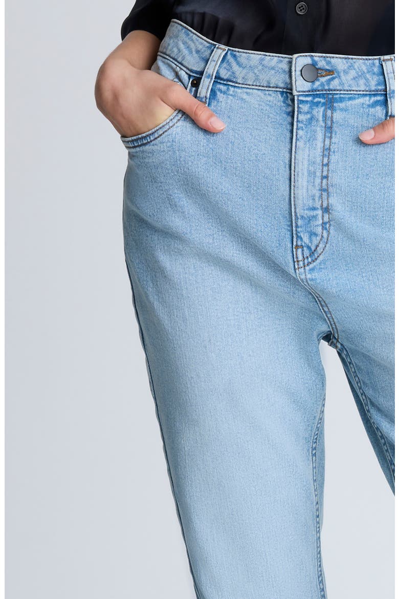 High Waist Cuffed Straight Leg Jeans, Alternate, color, NU WASH