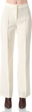 IVONNE Straight-Leg Tailored Trousers in Natural Tone
