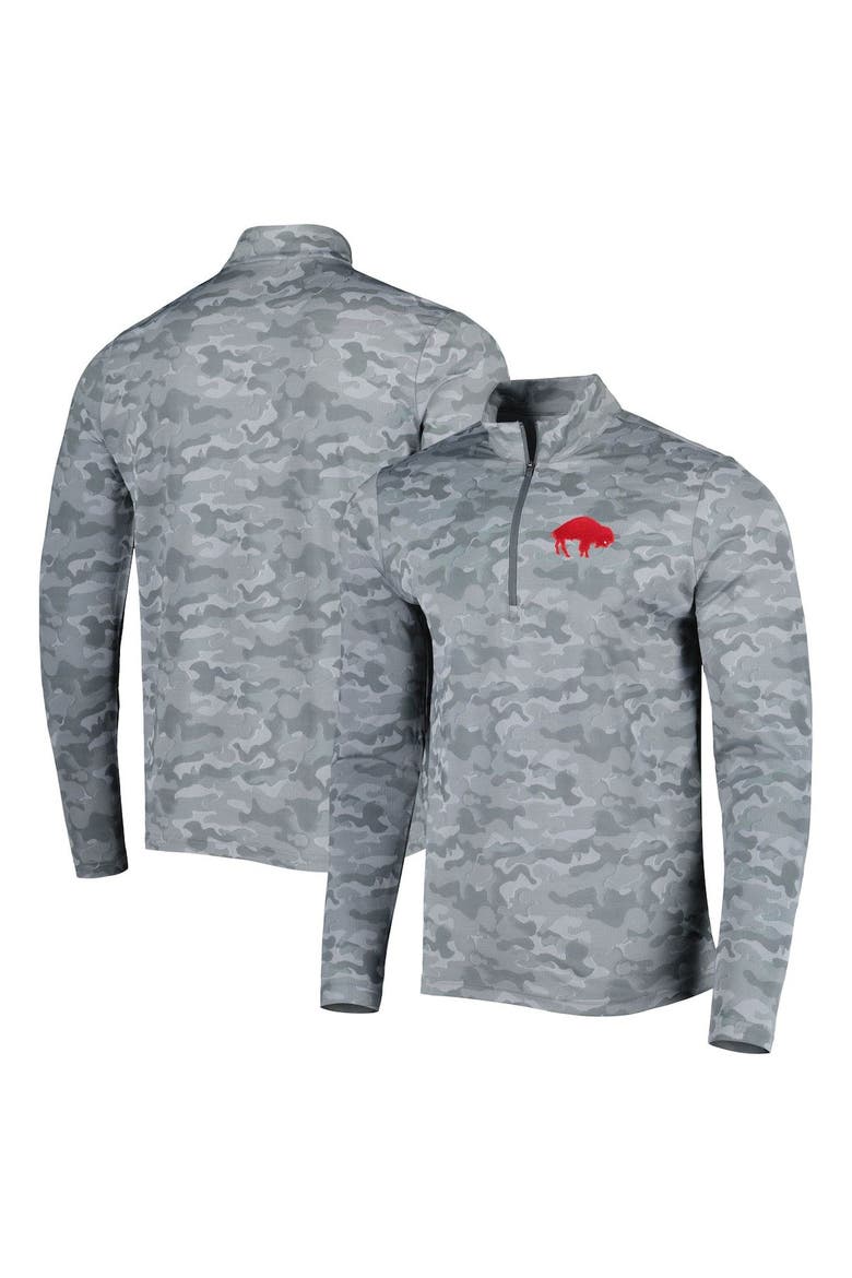 Men's Antigua Gray Buffalo Bills Brigade Throwback Quarter-Zip Top, Main, color, Gray