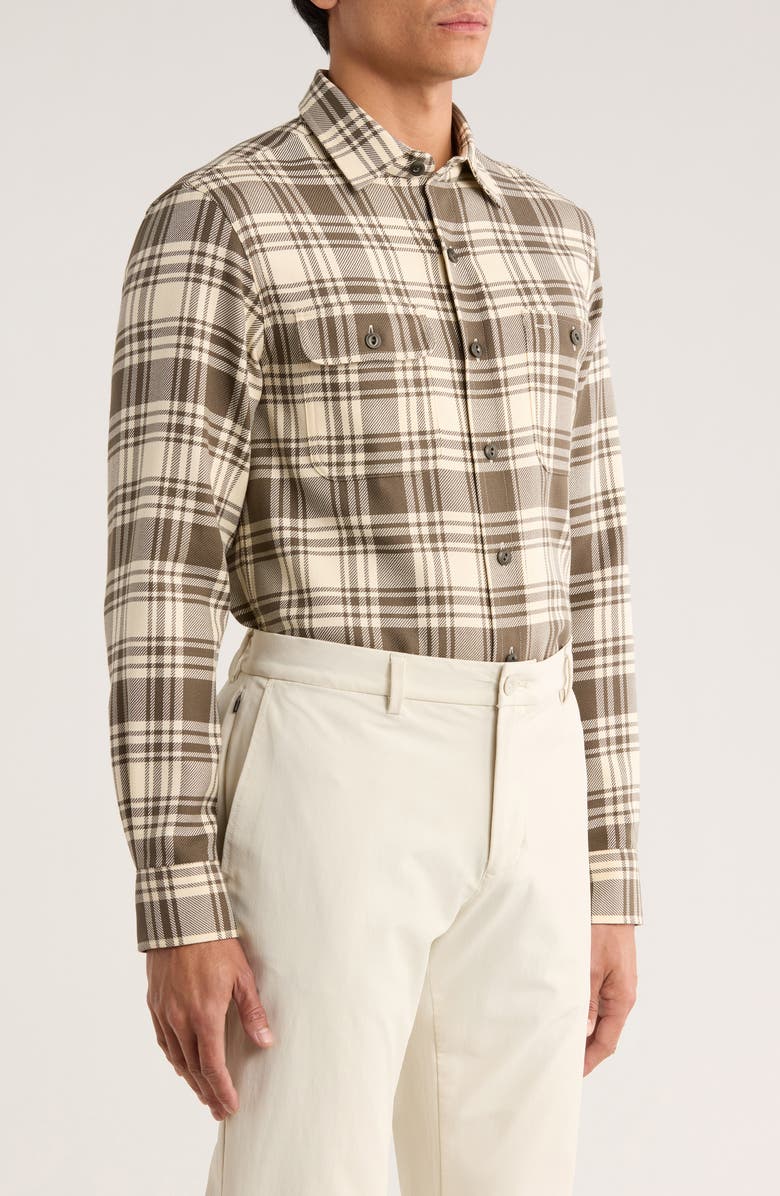 Ralph Lauren Purple Label Plaid Cotton Button-Up Shirt, Alternate, color, Thicket Moss/ Cream