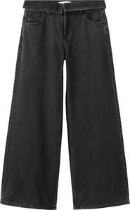 MANGO TEEN Foldover Low Rise Wide Leg Jeans