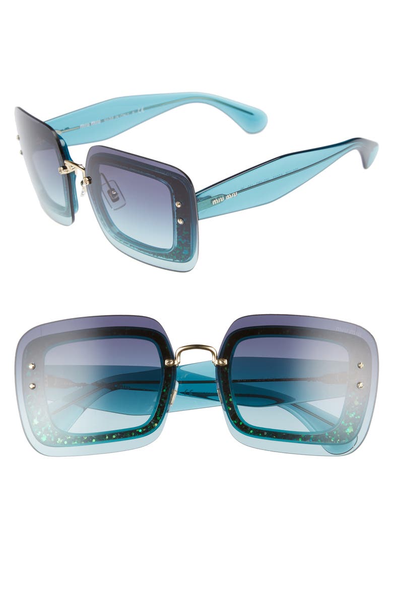 67mm Square Sunglasses, Main, color, TURQUOISE GRADIENT