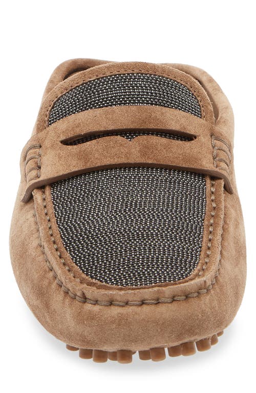 Brunello Cucinelli Monili Penny Loafer Mule In C7495 Brown