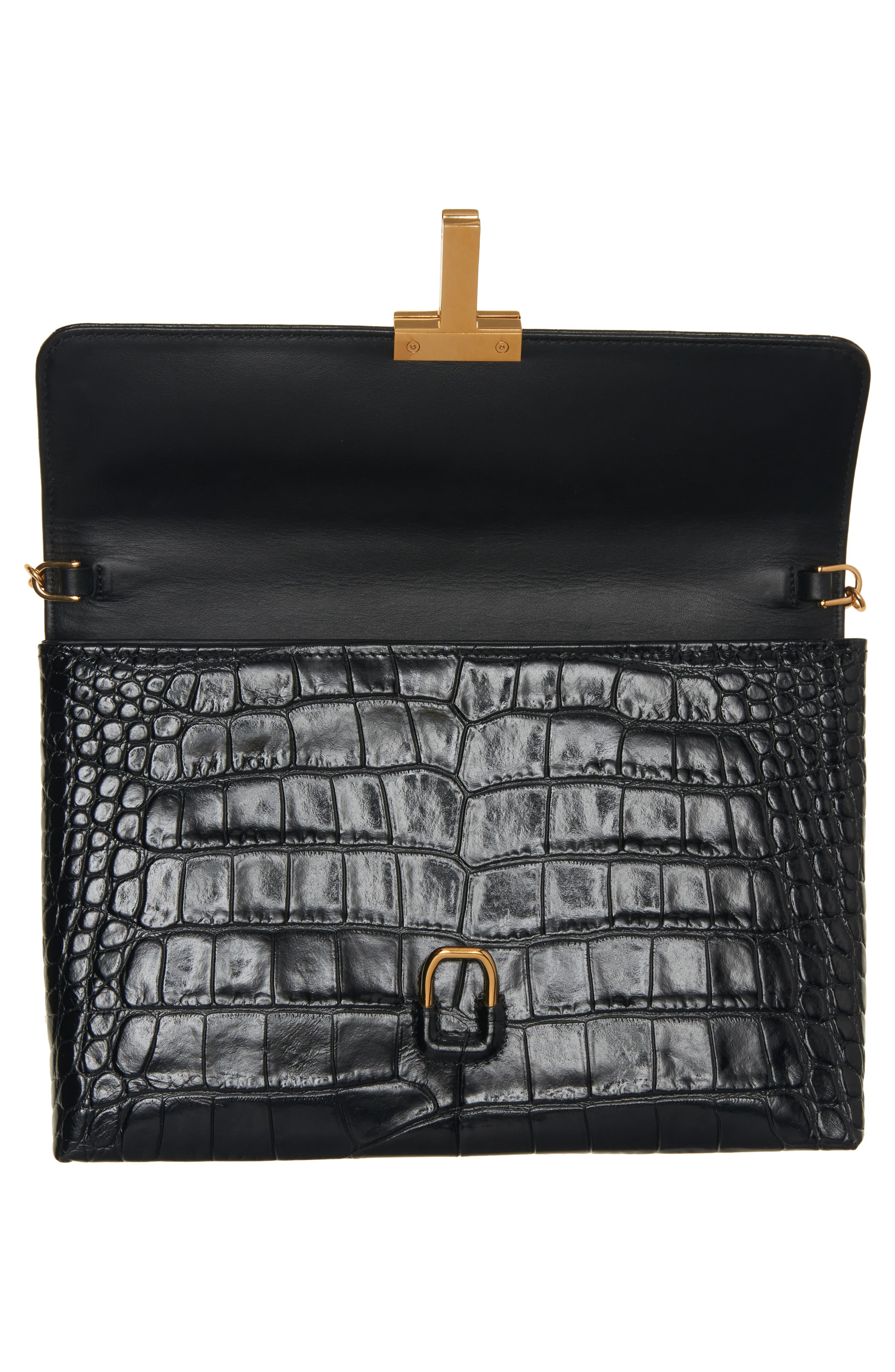 TOM FORD Monarch Medium Croc Embossed Leather Shoulder Bag, Alternate, color, 