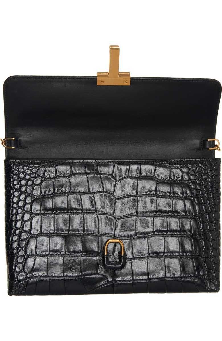 TOM FORD Monarch Medium Croc Embossed Leather Shoulder Bag, Alternate, color,